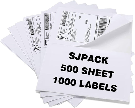 1000 Half Sheet Self Adhesive Shipping Labels, 8.5" x 5.5" Address Labels for Laser & Inkjet Printers(1000 labels-500 Sheet)