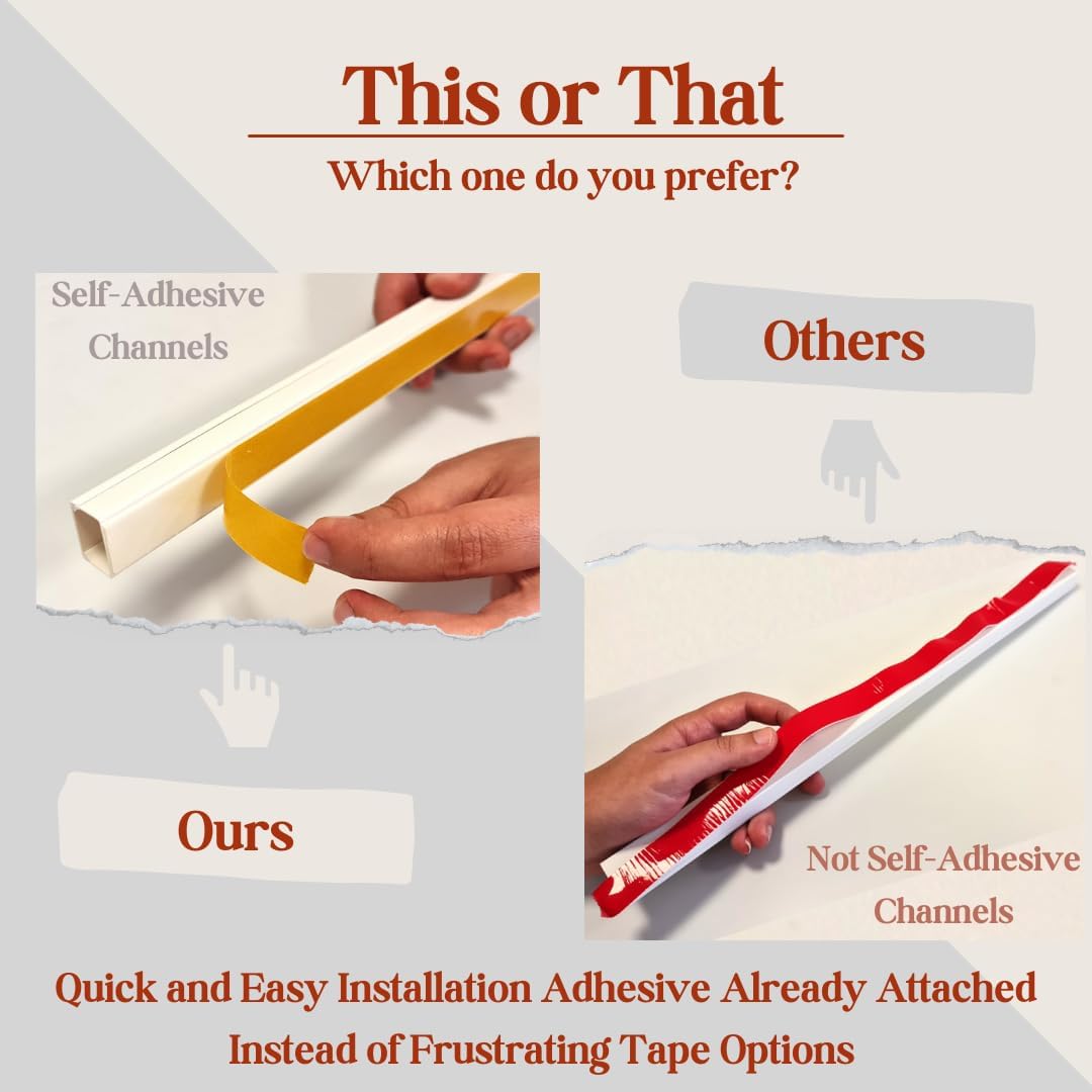 Cord Hider, Wire Cover, Cord Covers Wall Mounted TV, Cable Hider, 157 in Paintable White Raceway Kit, Electrical Cords Concealer, Cable Management, Hide Cords Wall, Wire Molding, Adhesive Channel