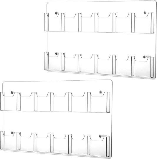 Eersida 2 Pack Acrylic Brochure Pamphlet Holder Wall Mount Clear Brochure Display Holder Plastic Trifold Flyer Rack Literature Storage Rack for Offices Waiting Room (12 Pockets, 25 x 15 Inch)