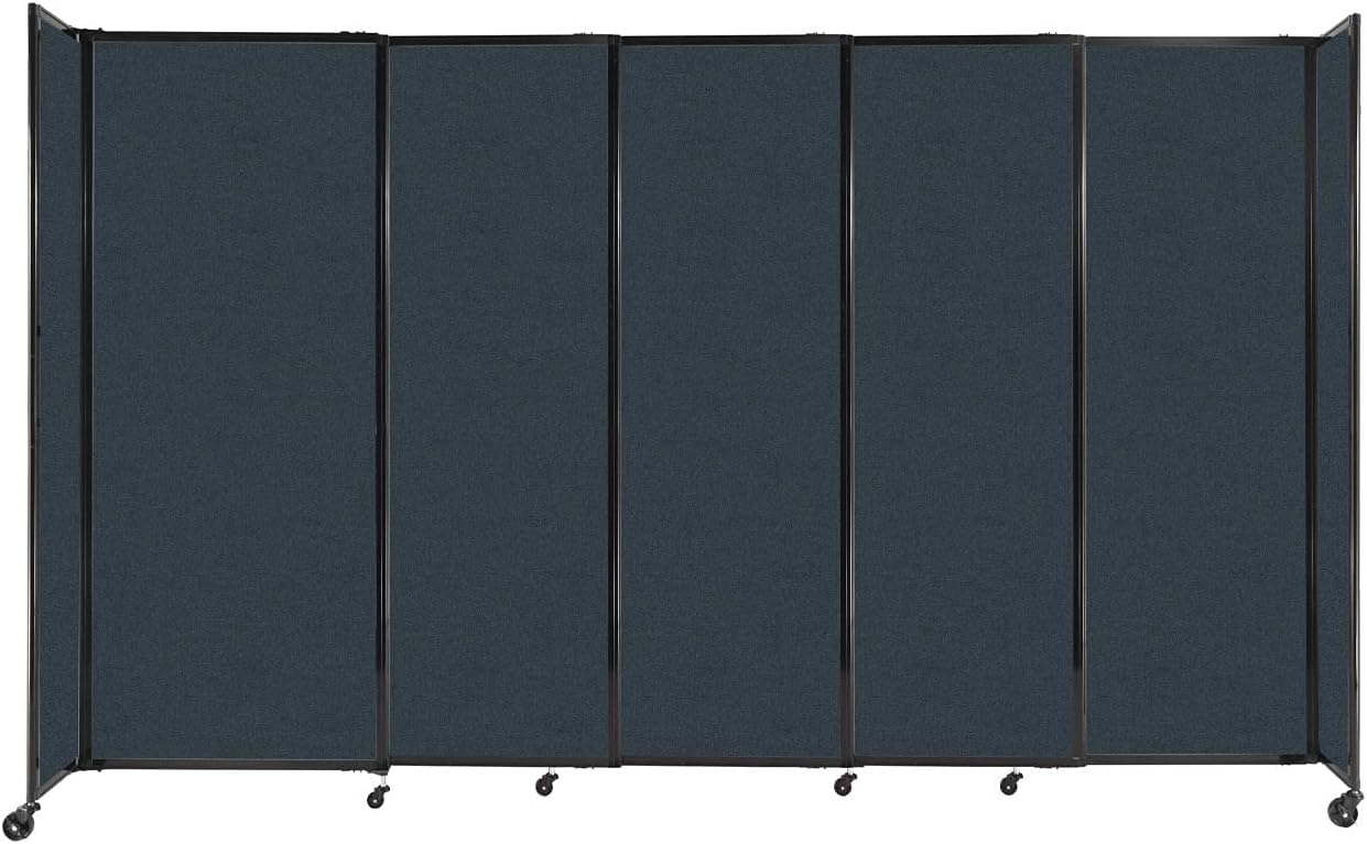 Versare Straightwall Sliding Portable Wall Partition | Freestanding Office Dividers | Locking Wheels | Temporary Room Separator | 11'3" Wide x 6'10" Tall Blue Spruce Fabric Panels
