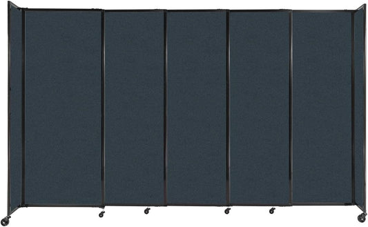 Versare Straightwall Sliding Portable Wall Partition | Freestanding Office Dividers | Locking Wheels | Temporary Room Separator | 11'3" Wide x 6'10" Tall Blue Spruce Fabric Panels