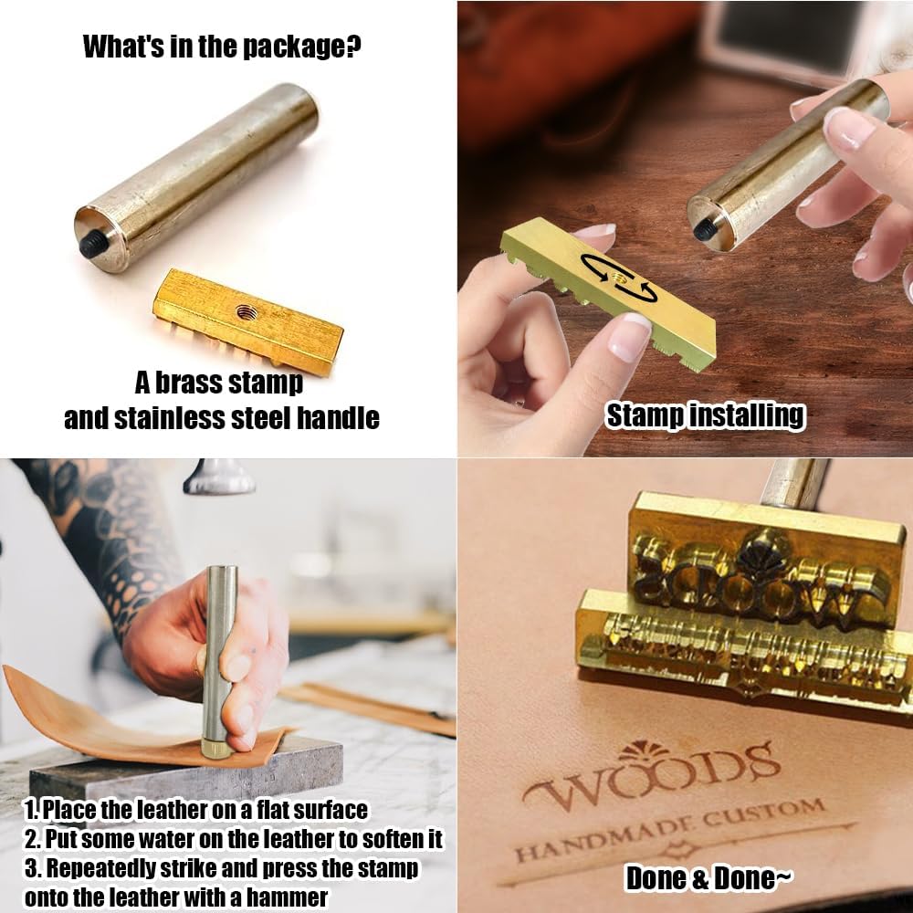 Custom Leather Stamp Personalized Leather Brass Embossing with Text Image Logo