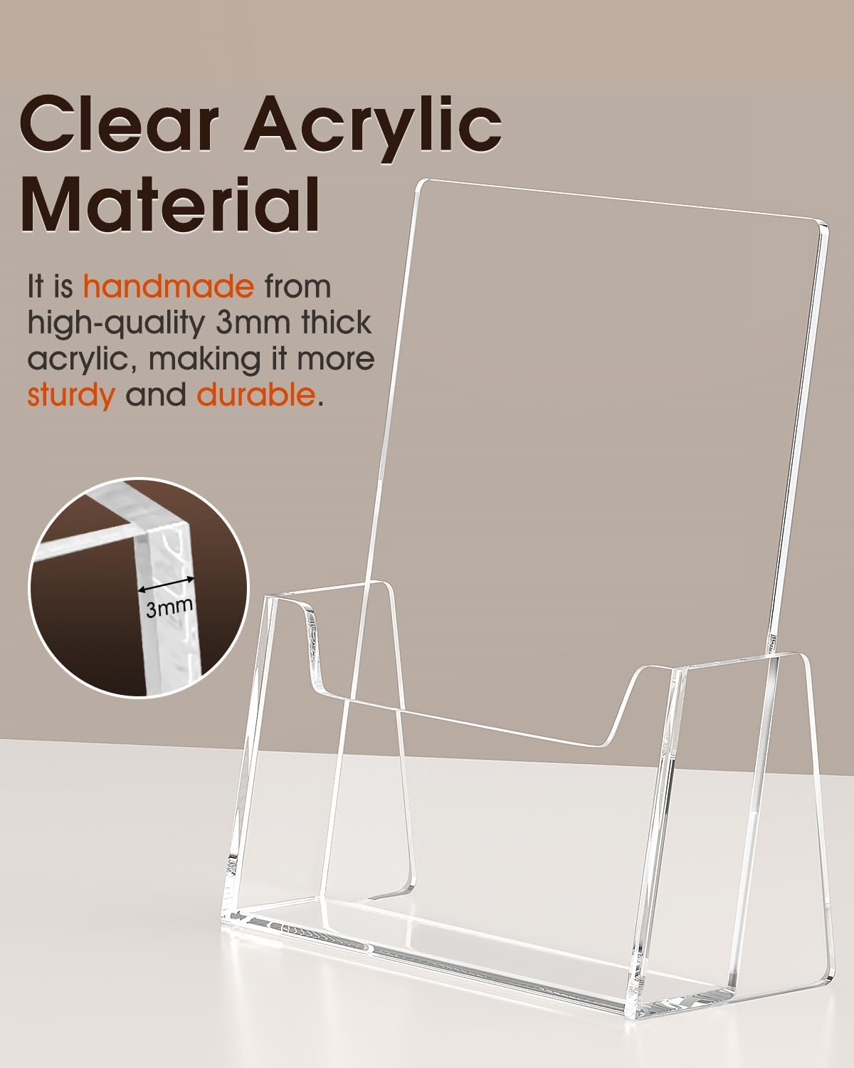 MaxGear Brochure Holder 6 Pack, 6 Inches Wide Acrylic Display Stand Clear Pamphlet Holder Flyer Holder Rack Card Holder Countertop/Desk Organizer for Trifold, Booklet, Literature, Magazine