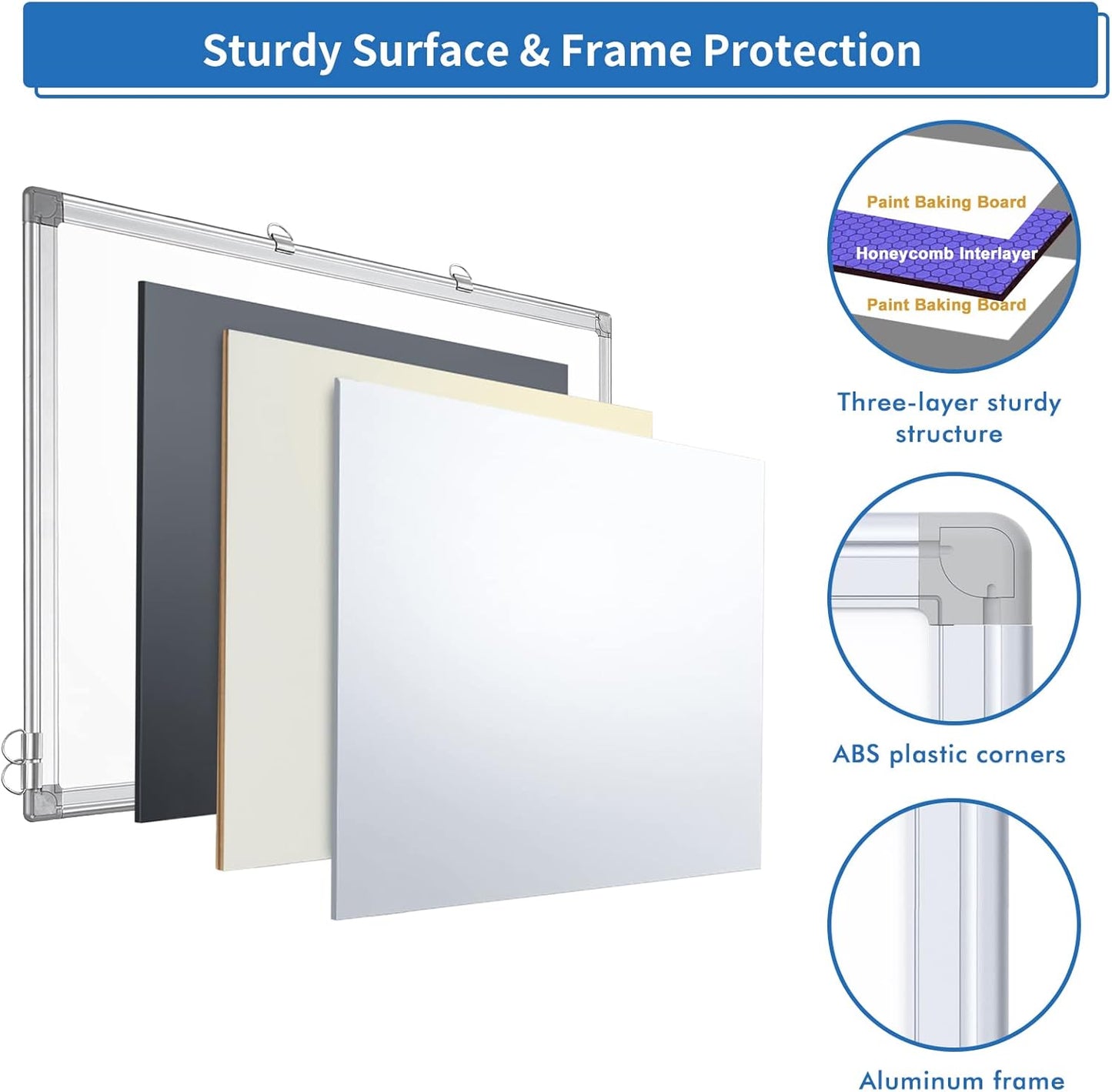 Magnetic Whiteboard Dry Erase, 48 x 36 inch Large White Board for Wall, Foldable Aluminum Frame Hanging Whiteboards for Home Classroom Office