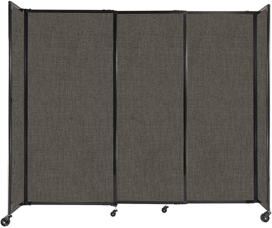 Versare Straightwall Sliding Portable Wall Partition | Freestanding Office Dividers | Locking Wheels | Temporary Room Separator | 7'2" Wide x 6' Tall Mocha Fabric Panels