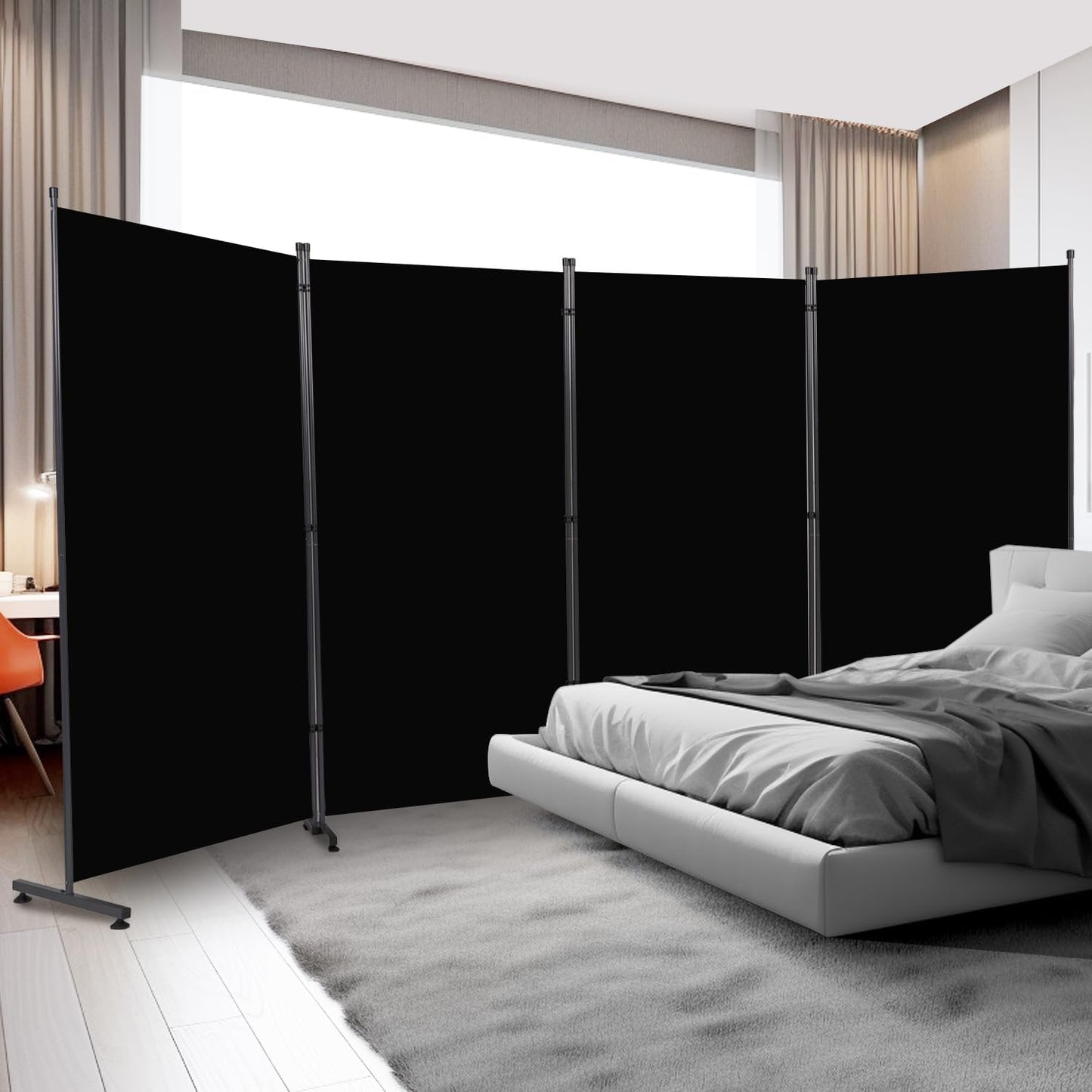 Room Divider 6ft Room Dividers and Folding Privacy Screens, 4 Panel Partition Room Divider Fabric Panel, Indoor Wall Divider for Room Separation Freestanding Space Separators for Bedroom Office Studio