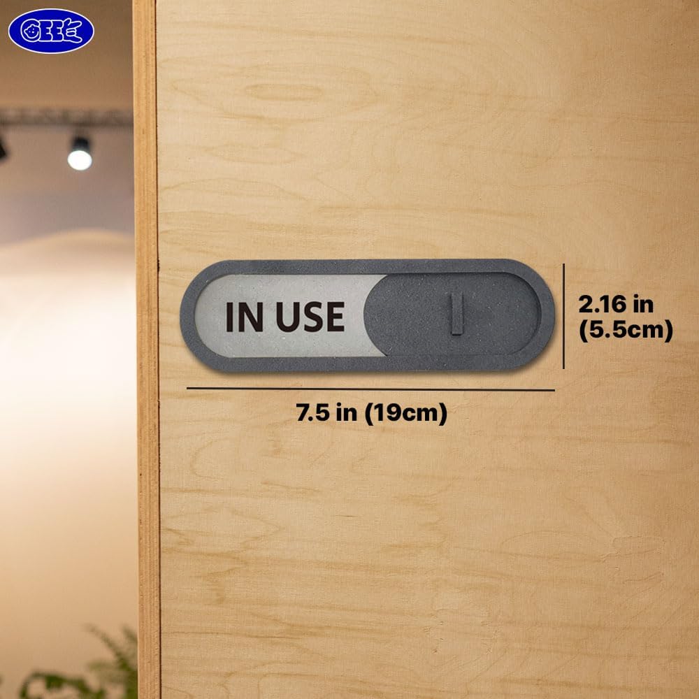 GEEKBEAR In Use Available Slider Door Sign for Home Office - Premium MDF, 7.5 x 2.2 in (Brown)