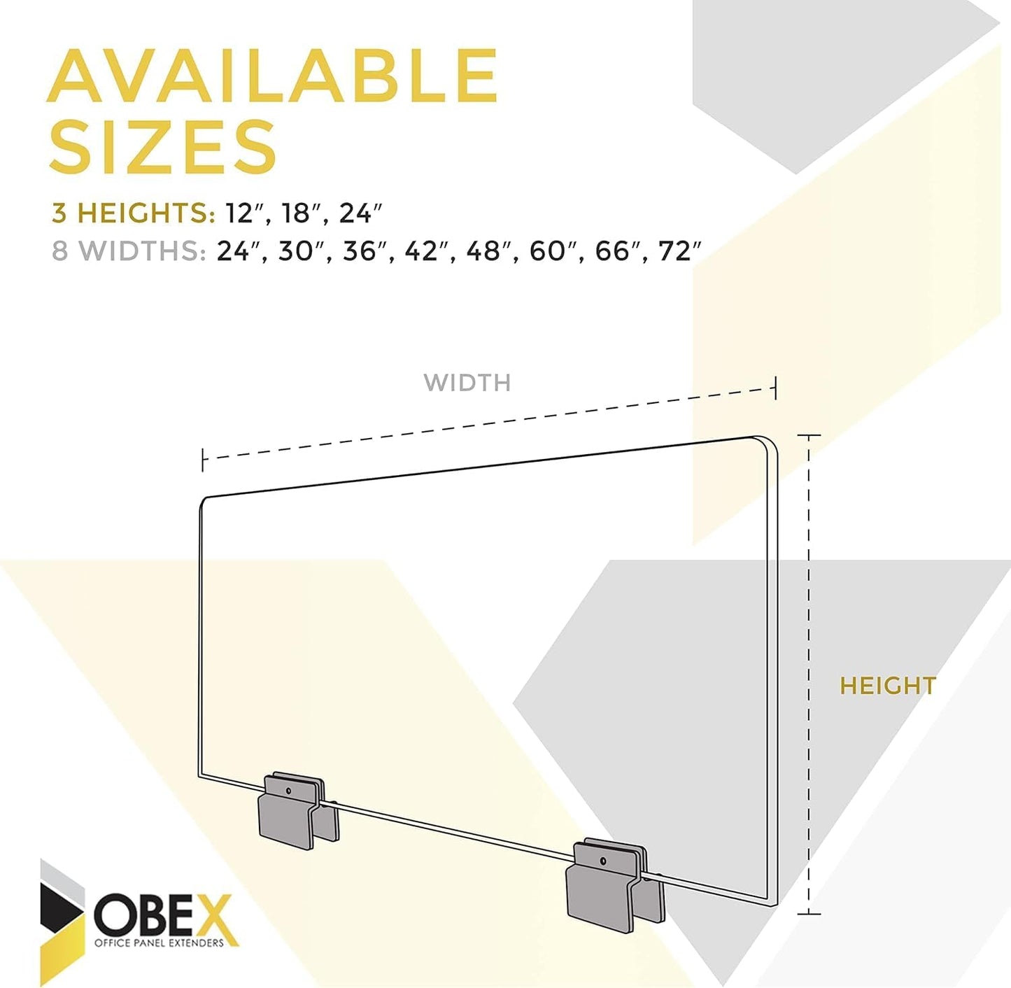 OBEX Acoustical Cubicle Privacy Screen Extender Desk Panel & Office Divider, Add Separation & Block Noise, 12" x 30", Overcast