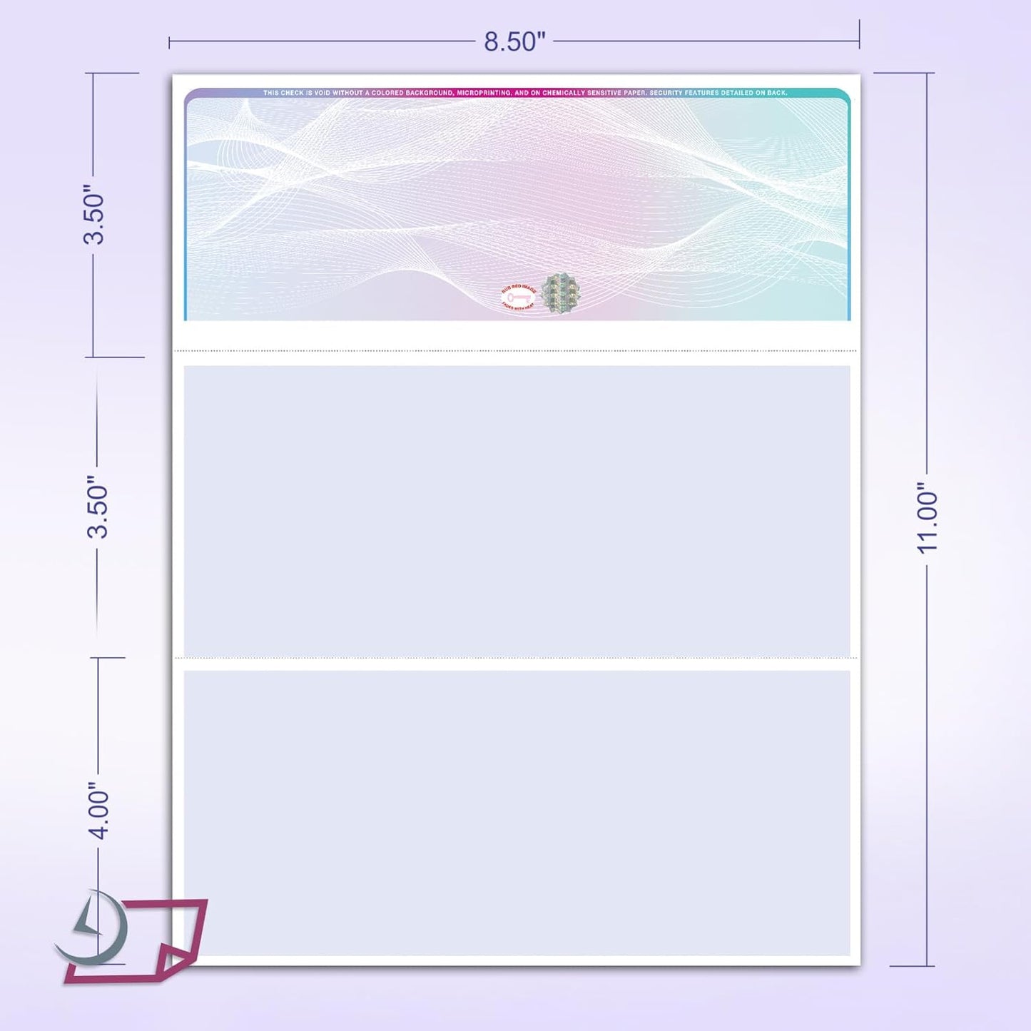 NextDayLabels - Blank Hologram Laser Checks, High Security, 3 Color: Blue, Red, Green (250 Checks)