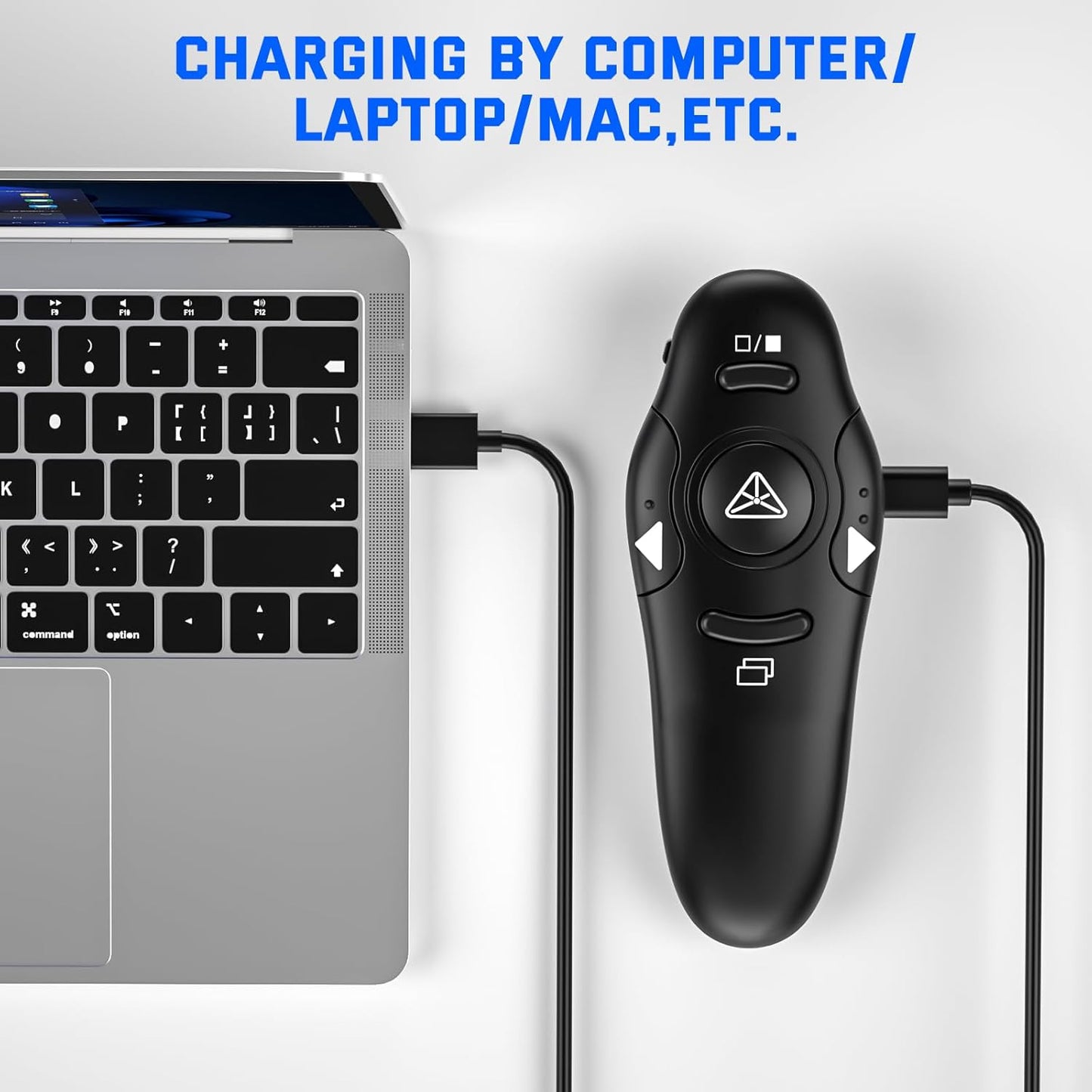 Presentation Clicker, Rechargeable Pointer, 2-in-1 USB Type C Powerpoint Clicker, Clicker for Powerpoint Presentations Slide Advancer, Presentation Clicker Wireless Presenter Remote Clicker