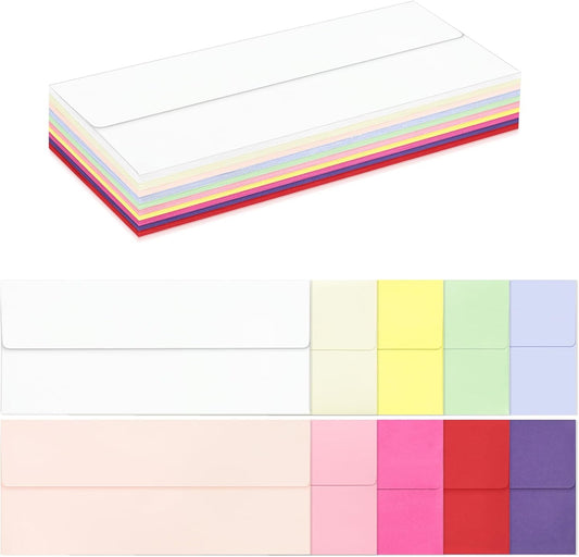 50 Pack #10 Colored Envelopes Letter Size, Colorful Business Envelopes Self Seal for Business, Invoices, Letter Mailing, Office Checks, 4 1/8 x 9 1/2 Inches
