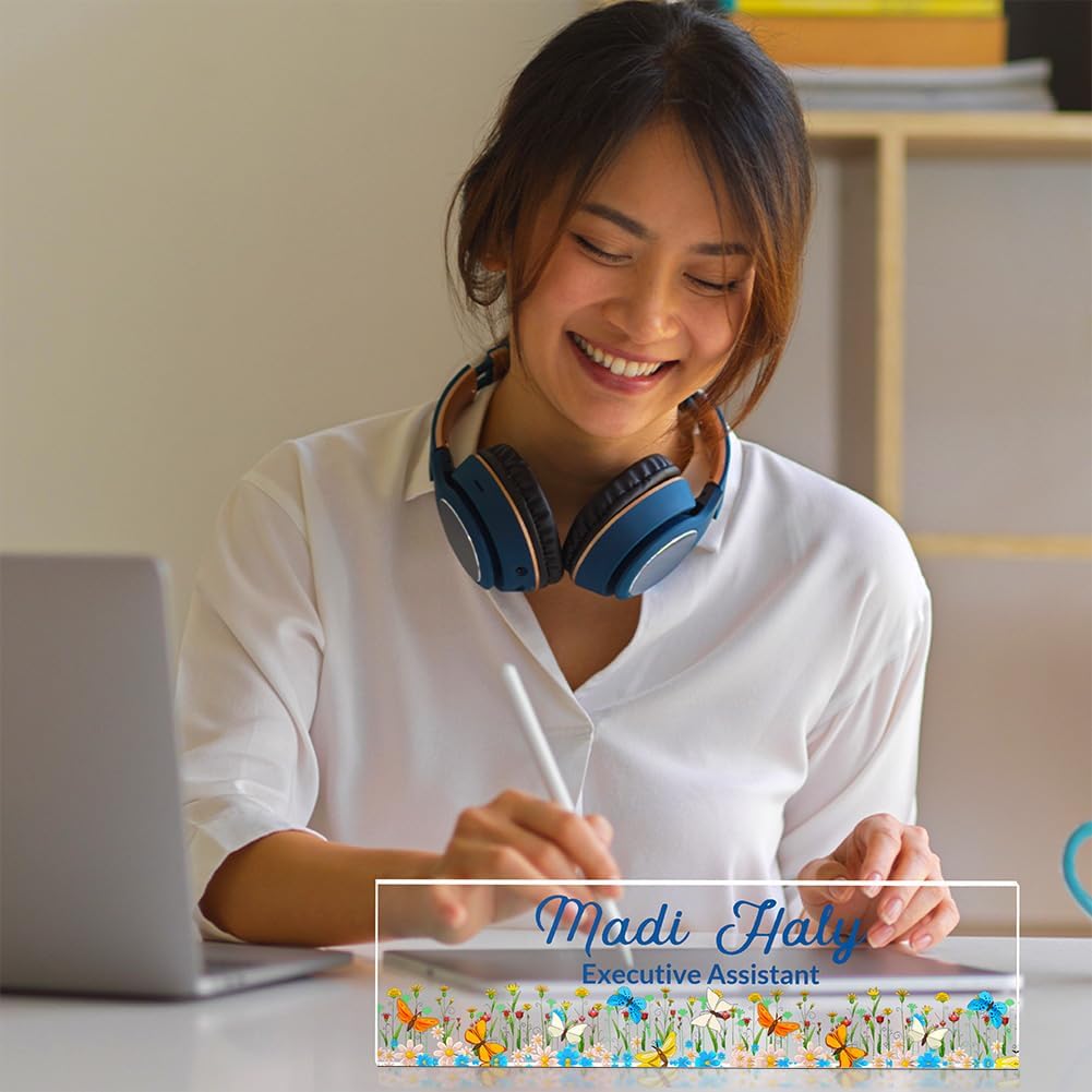 Lawyer Gifts for Women: Engraved Acrylic Desk Name Plates Personalized - Office Name Tags, Professional Desk Decor, Corporate Coworker Gifts