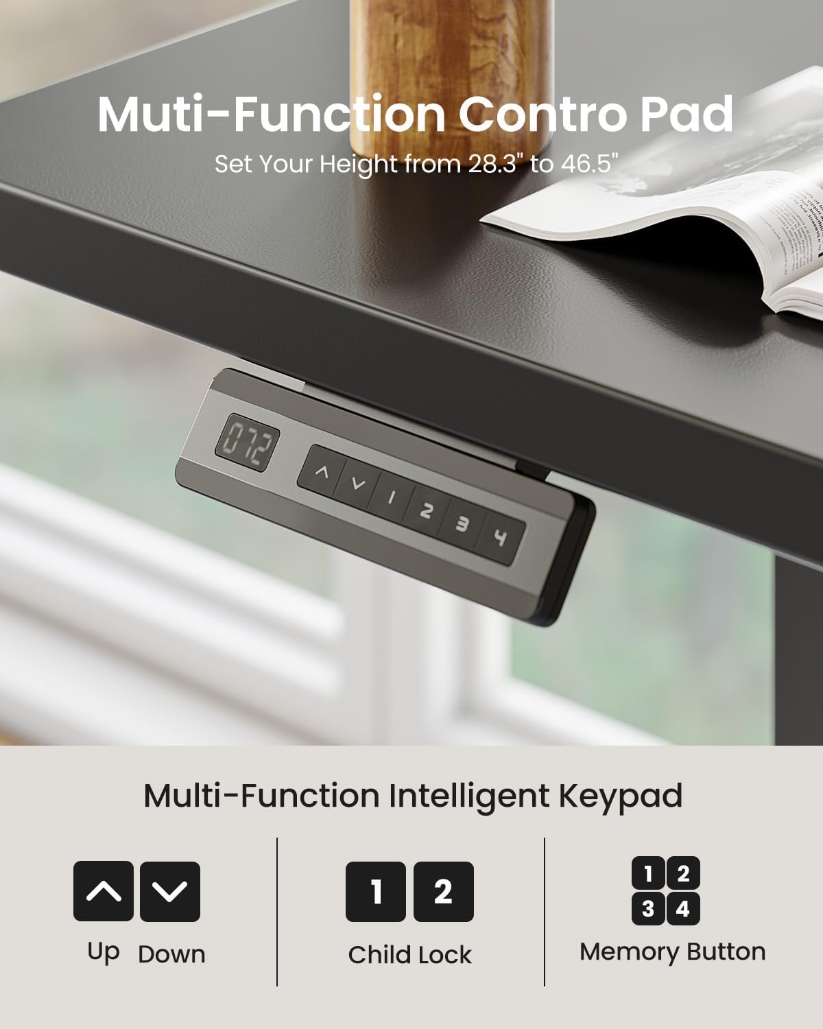 FEZIBO 55×32 inch L Shaped Electric Corner Standing Desk, 4 Memory Height Settings,Home Office & Computer Height Adjustable Table, Ergonomic Sit and Stand Up Workstation with Splice Board,Black Top