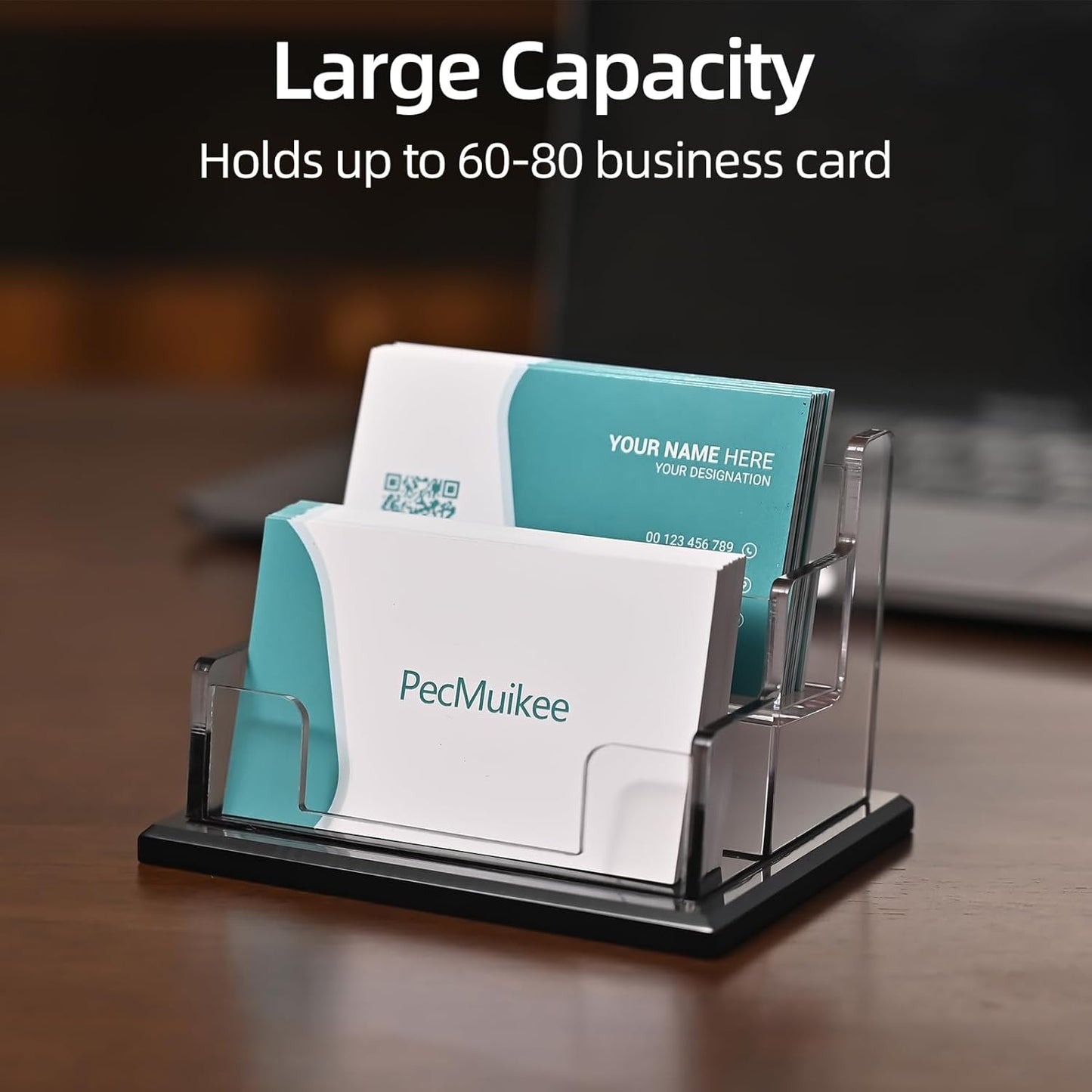 PecMuikee Business Card Holder for Desk，Acrylic Business Card Display Stand,Multiple Business Card Holders for Office, Exhibition, Home, Restaurant (ZFZ-MPH-2C)