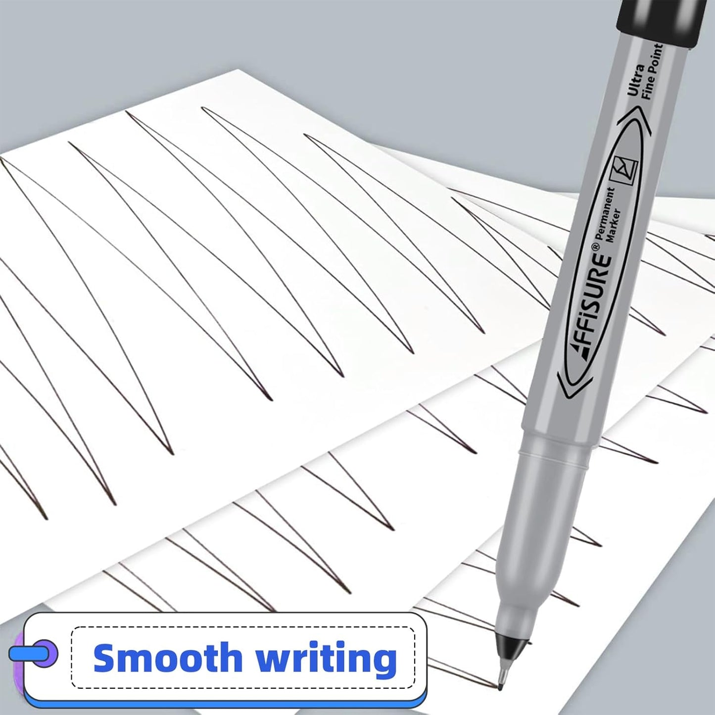 Permanent Markers, Ultra Fine Point, Black, 16 Count, 0.4mm, Fine tip permanent marker set, quick dry, waterproof, fading resists, durable, marks on paper, glass, ceramic, plastic, wood, rock, metal