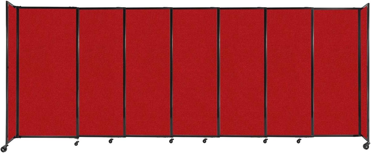 Versare Straightwall Sliding Portable Wall Partition | Freestanding Office Dividers | Locking Wheels | Temporary Room Separator | 15'6'' Wide x 6' Tall Red Fabric Panels
