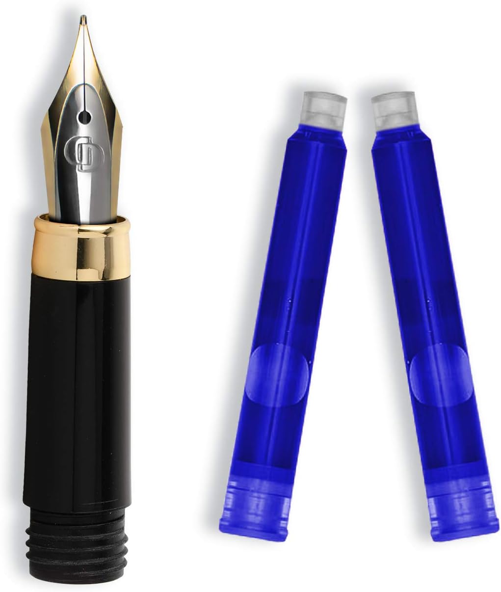 Dryden Designs Fountain Pen Ink Cartridges - Set of 24 Blue Ink CARTRIDGES - Short International Standard Size - Disposable and Generic Ink Refill Cartridges - Perfect for Calligraphy.