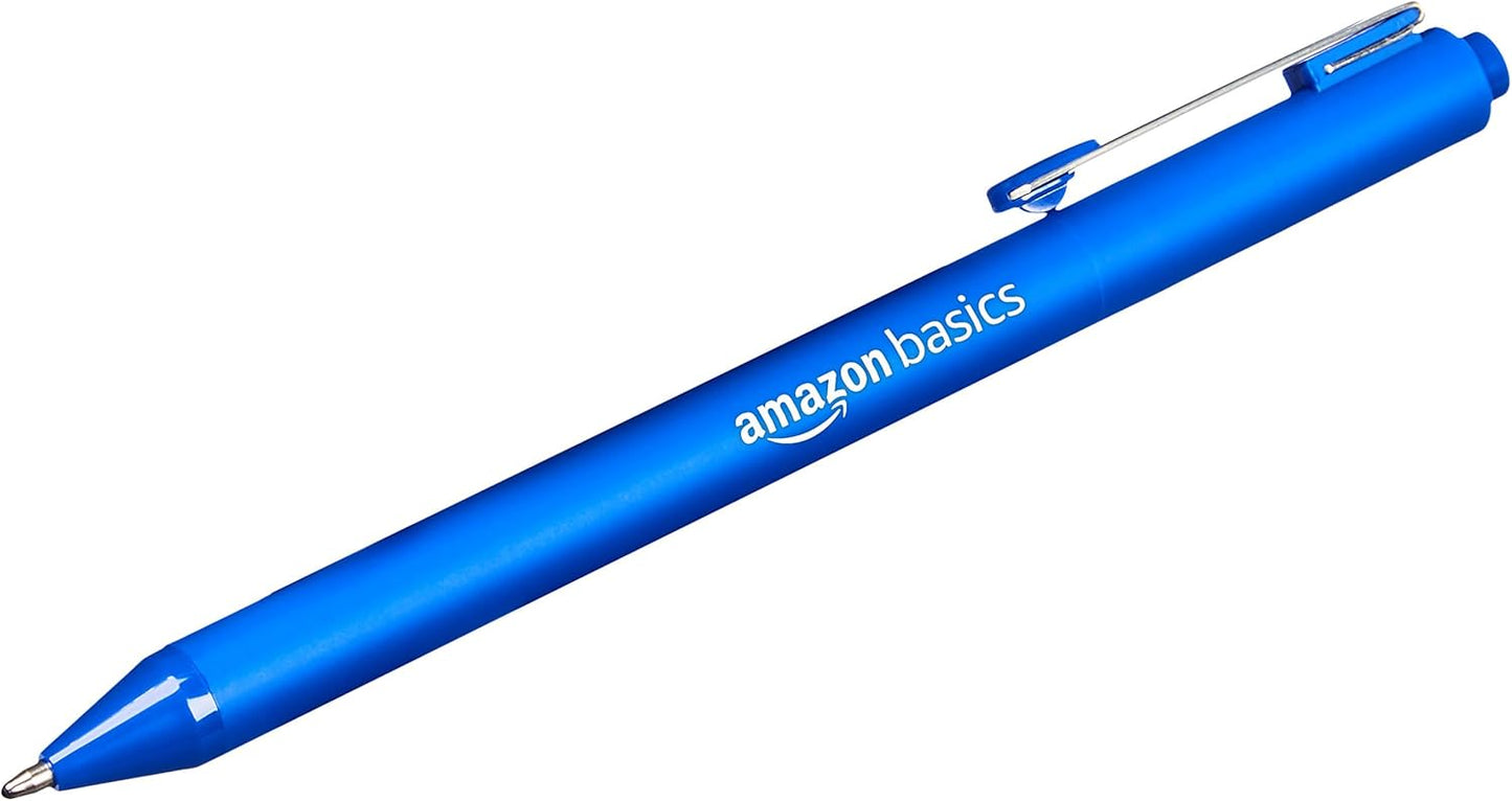 Amazon Basics Multi Colored Ballpoint Pens for Smooth Writing, Assorted Colors, Retractable, 24-Pack
