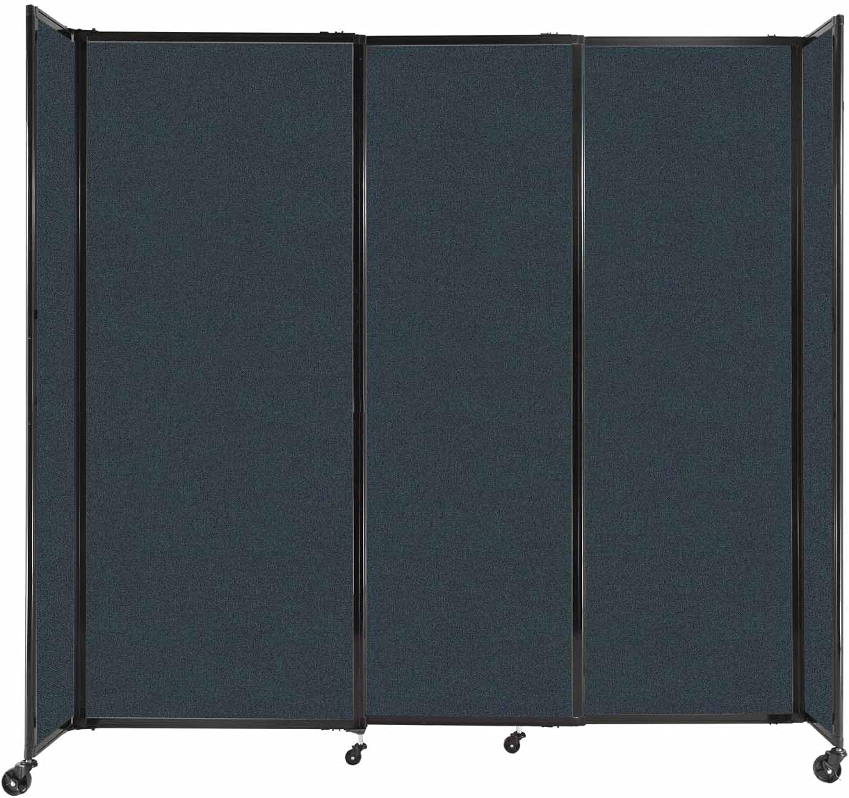 Versare Straightwall Sliding Portable Wall Partition | Freestanding Office Dividers | Locking Wheels | Temporary Room Separator | 7'2" Wide x 6'10" Tall Blue Spruce Fabric Panels