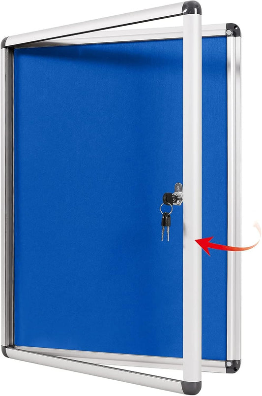 SWANCROWN Pins Bulletin Board Enclosed Wall-Mounted Secure Display Board for Notice Message with Door and Keys,38x28inches(9xA4)