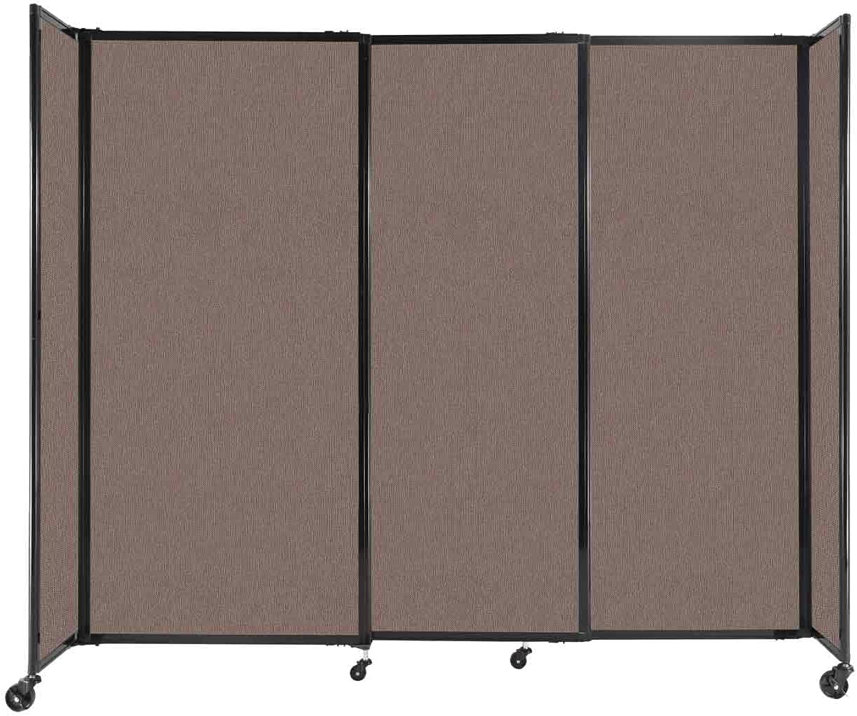 Versare Straightwall Sliding Portable Wall Partition | Freestanding Office Dividers | Locking Wheels | Temporary Room Separator | 7'2'' Wide x 6' Tall Latte Fabric Panels