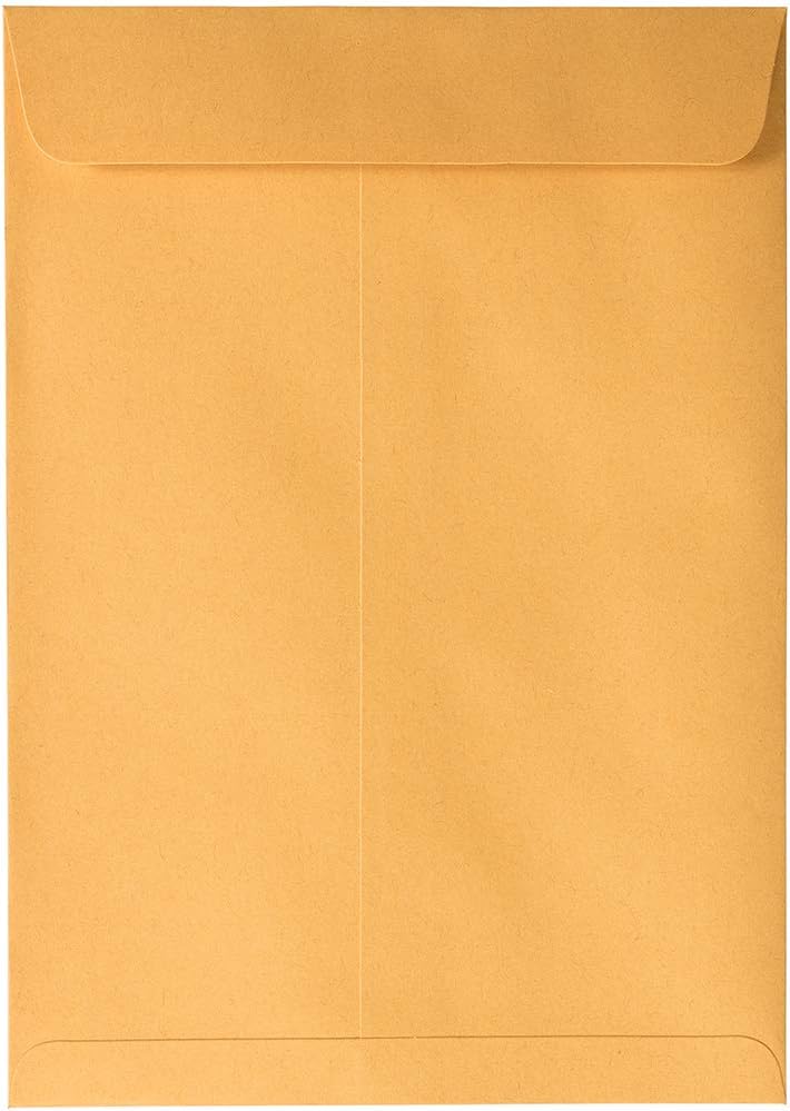 JAM PAPER 7 1/2 x 10 1/2 Open End Catalog Envelopes with Peel and Seal Closure - Brown Kraft Manila - 50/Pack