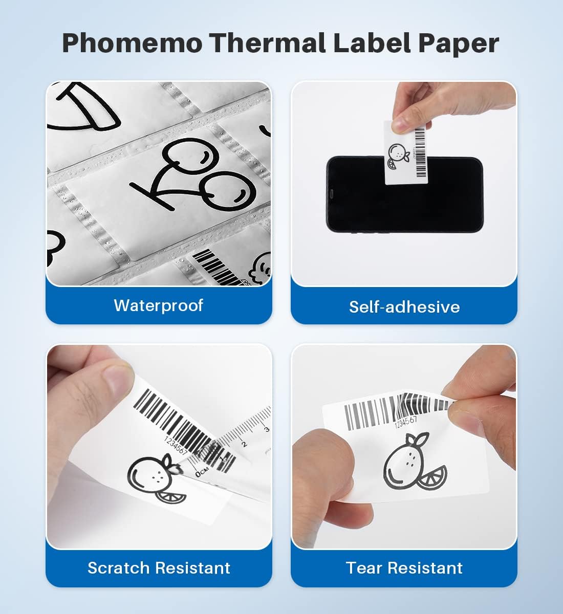 Phomemo Labels, 2.36'' x 1.57'' Self-Adhesive Sticker, Multipurpose Thermal Label for M220 M250 M260 M221 M200 Printer,for Barcode, Name, Jar, Tag, Address, Gift, Box and More Labeling,180 Pcs