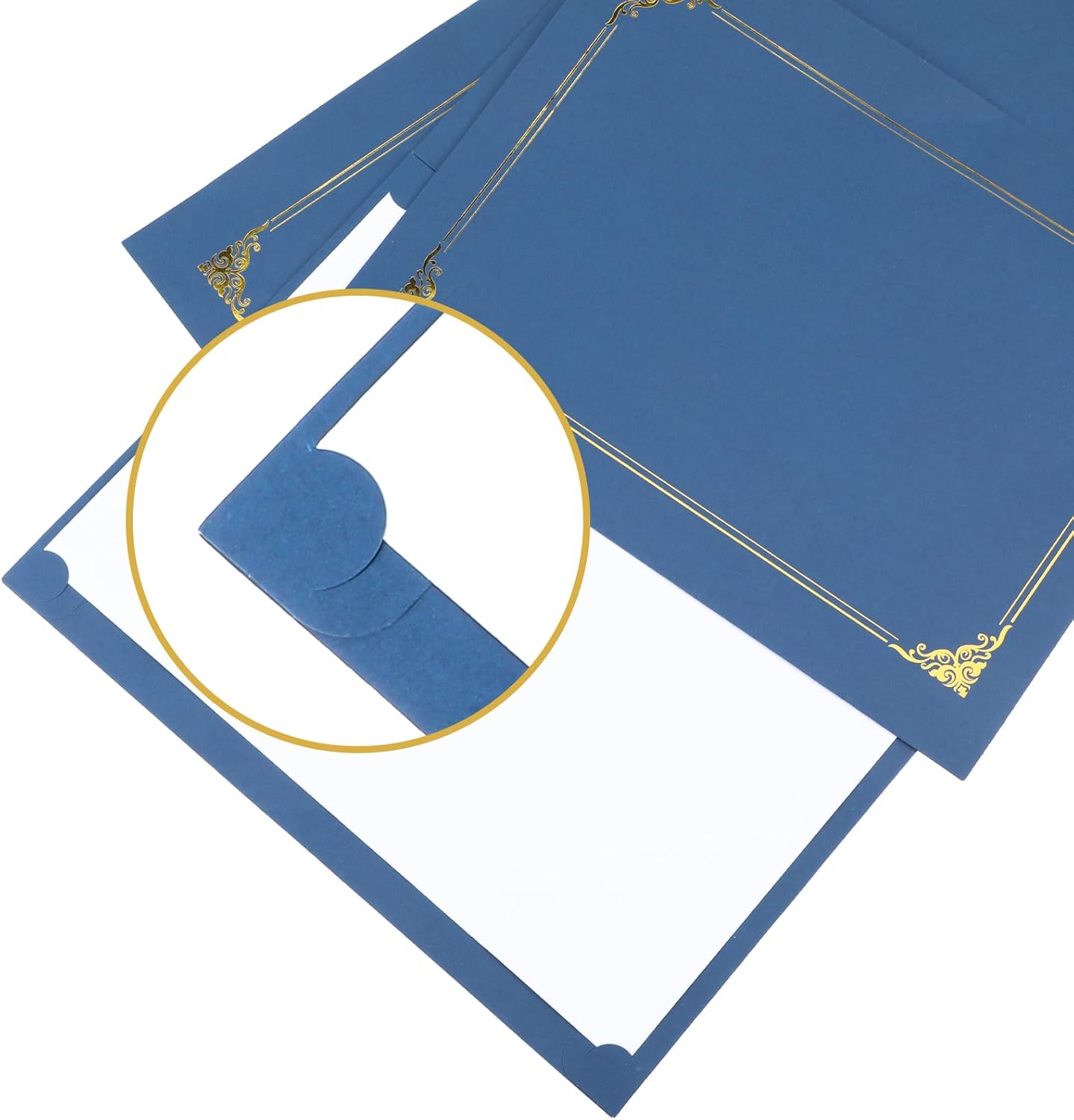 Certificate Holders - 50 Packs Blue Diploma Holders, Certificate Covers with Gold Foil Border, for Letter Size 8.5 x 11 Certificate Paper, Award, Graduation, Documents