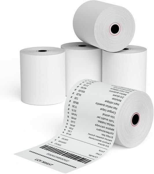 Jayard 2-1/4'' X 85' Thermal Paper Rolls For Credit Card - Cash Register Rolls - Premium Register Tape Pos Thermal Printer Paper (5 Rolls), White