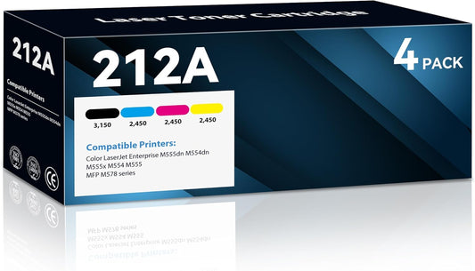 212A Toner Cartridges High Yield MFP M479fdw Compatible W2120A with Color Enterprise M555dn M554dn M555x Printer (B/C/Y/M)