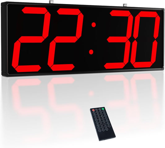 Digital Wall Clock with Double Sided Display, Large LED Clock with Timer,Alarm,Temperature and Date,Two Faced Hanging Digital Clock Large Display for Multiple Public Places(Red)