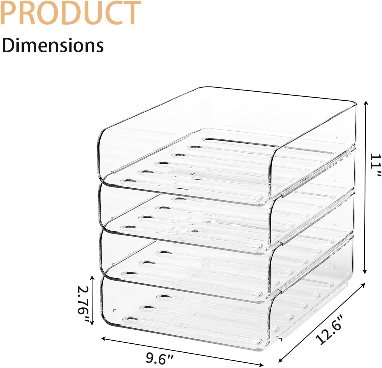 4-Tier Acrylic Paper Tray Organizer | Clear Stackable Desk Organizer for Documents, Letters, A4 Paper | Modern Office/Classroom/Home Organization