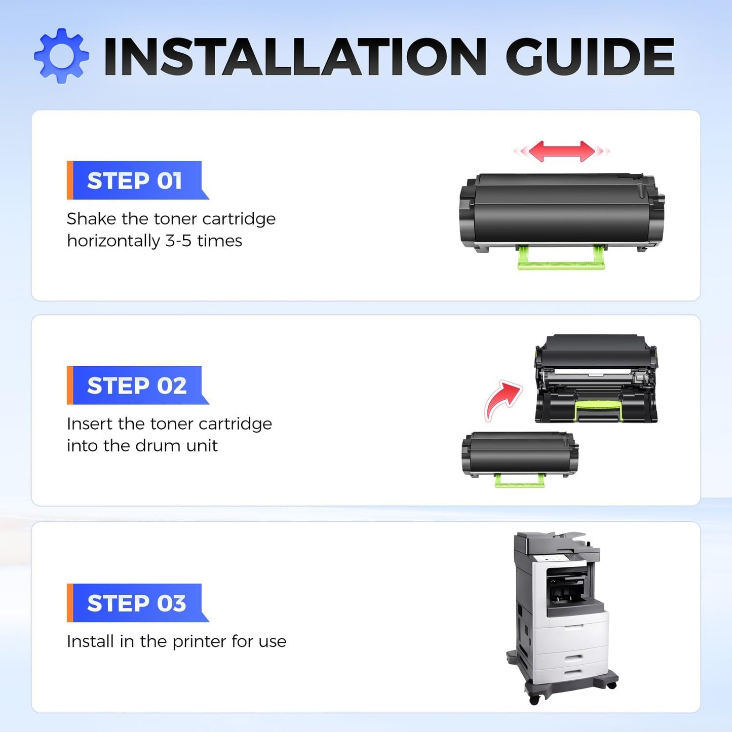 24B6020 Toner Cartridge Black with chip High Yield 1-Pack Replacement for Lexmark 24B6020 Toner Cartridges Compatible for Lexmark XM7155 XM7163 XM7263 XM7170 XM5270 Laser Printer Ink All-in-One