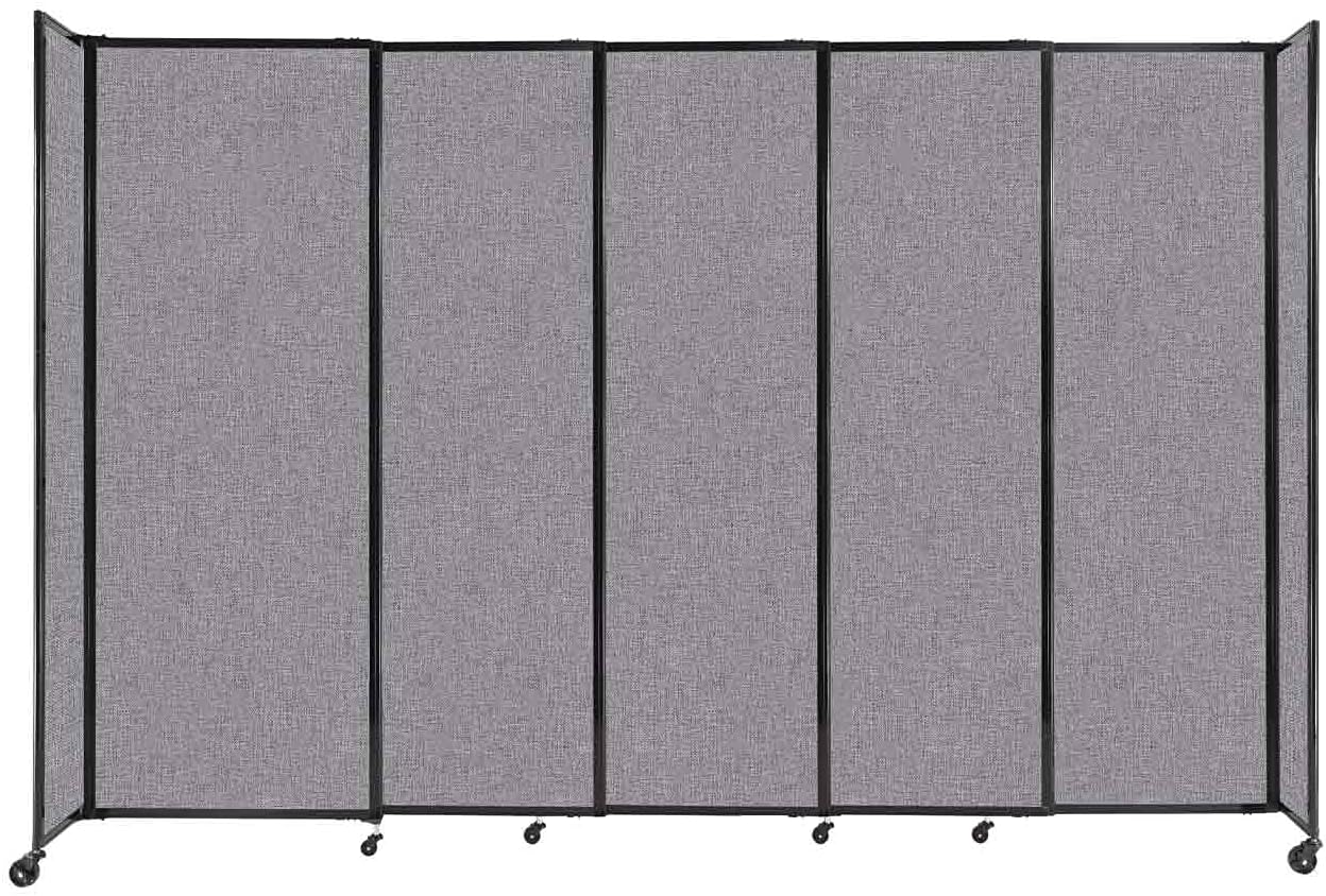 Versare Straightwall Sliding Portable Wall Partition | Freestanding Office Dividers | Locking Wheels | Temporary Room Separator | 11'3'' Wide x 7'6'' Tall Cloud Gray Fabric Panels