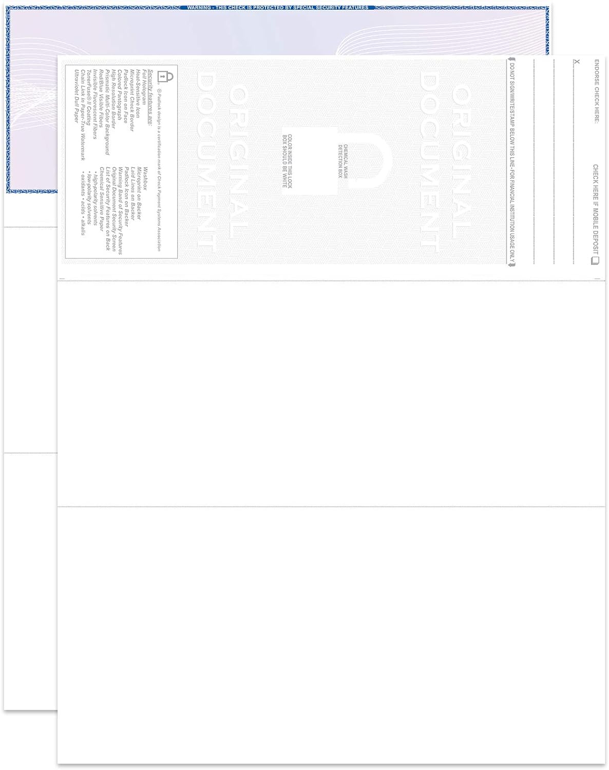 EZ Checks High Security Check Paper with Hologram & 20 Security Features | 500 Sheets | QuickBooks Compatible (Blue/Maroon, Check at Top)