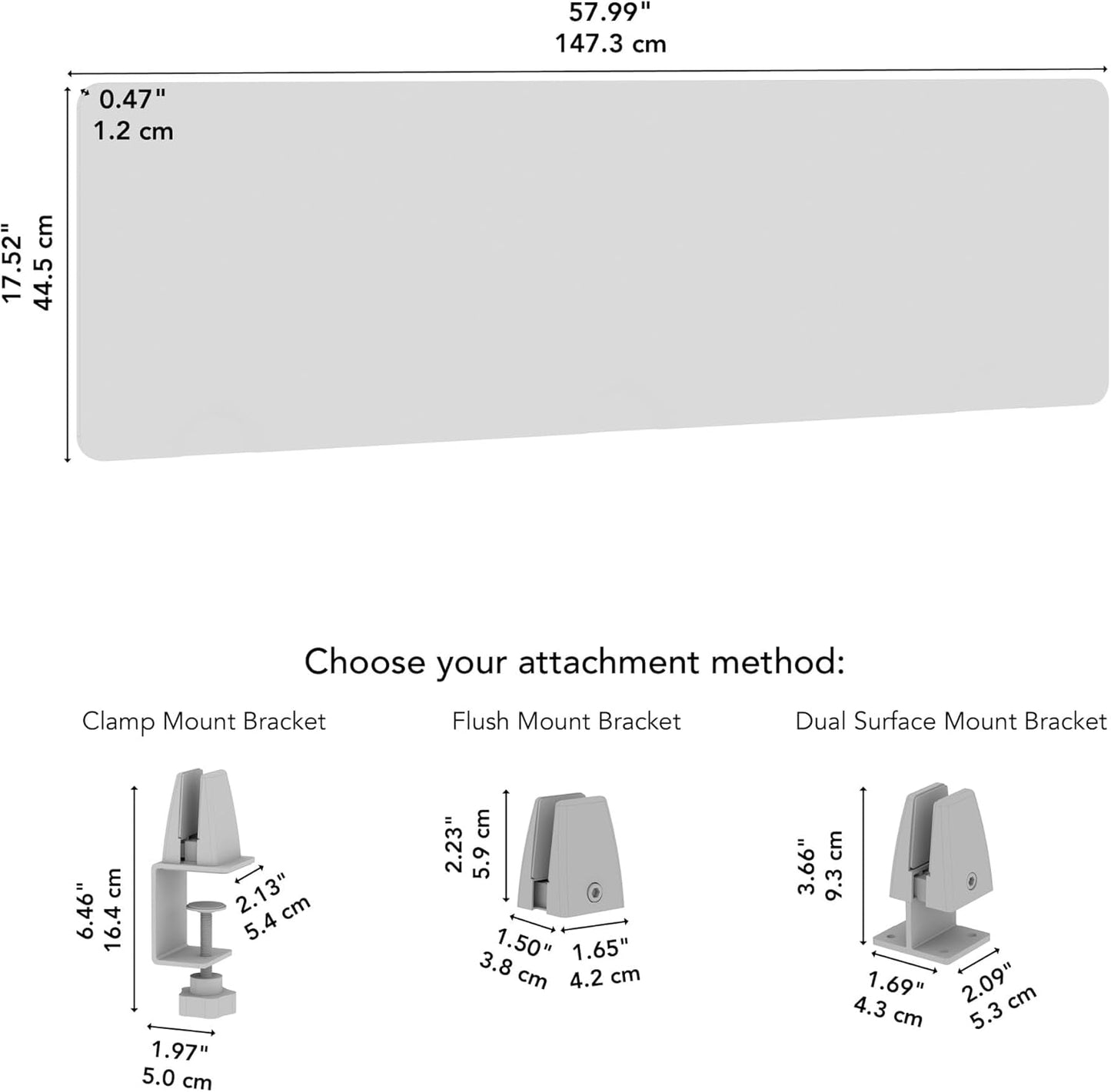 Bush Business Furniture 58W Desktop Privacy Screen in Warm Beige, Desk Mounted Office Partition with Acoustic Sound Dampening Panel