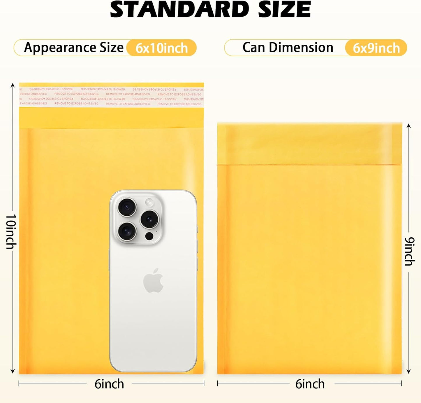 105Pack Yellow 6x10inch Kraft Bubble Mailers Small Business Mailing Packages Self-Sealing Paper Envelopes, Mailer Shipping Padded Envelopes with Strong Adhesion for Jewelry Makeup Supplies