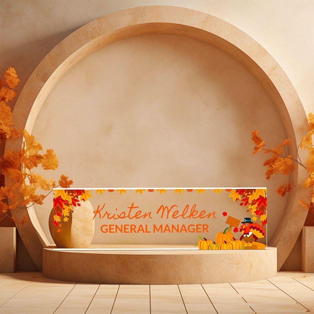 Personalized Name Plate for Desk | Desk Accessories | Custom Decorations for Women | Office Decor for Men | Gifts of Autumn for Farmer, Agricultural Scientists (Thanksgiving Day)