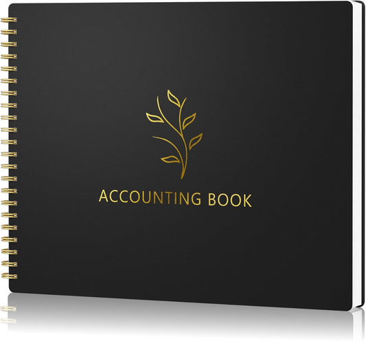 Accounting Ledger Book for Small Business Bookkeeping & Personal Use, Horizontal Expense Tracker Notebook for Family Budget, Bookkeeping Record Book Money Expense & Income Log Journal, Black