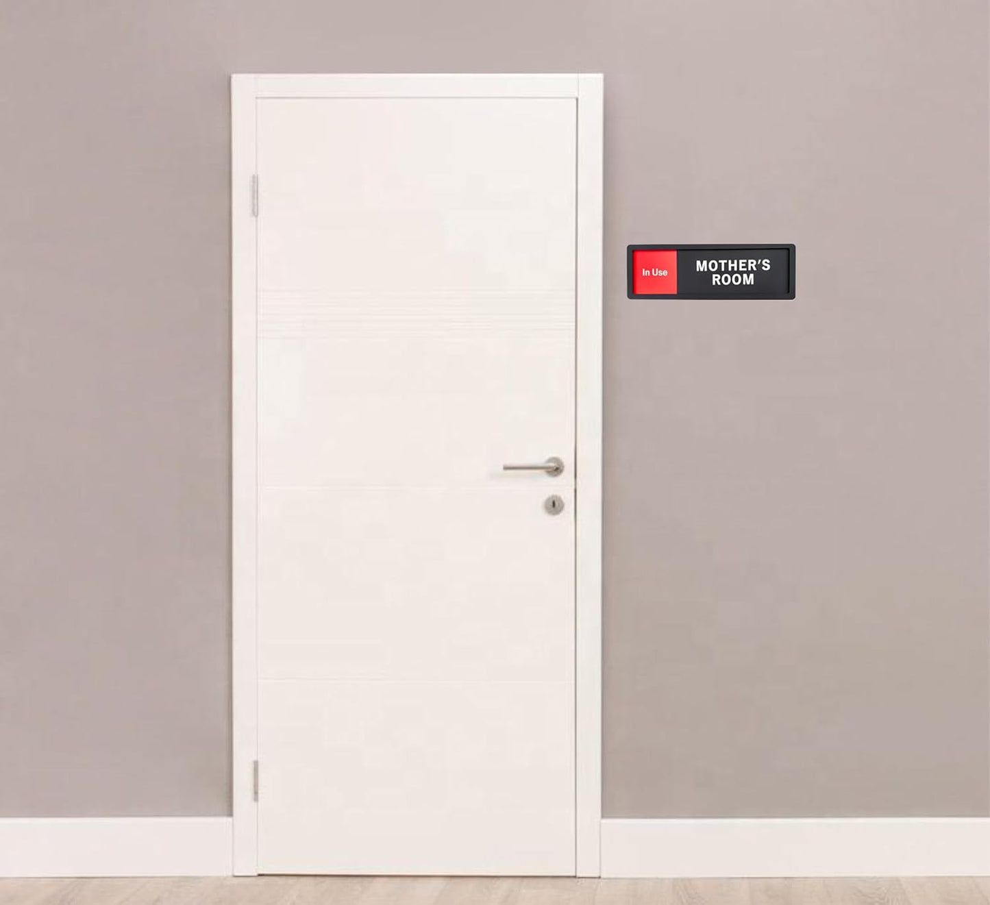 Mother's Room Sign – Privacy In Use / Available Slide Switch Sign, Premium Durable Acrylic Material, Super Strong Self-Adhesive, Quick Installation, Suitable For Your Home And Business ( 9×3 Inches, Black) (Mother's Room)