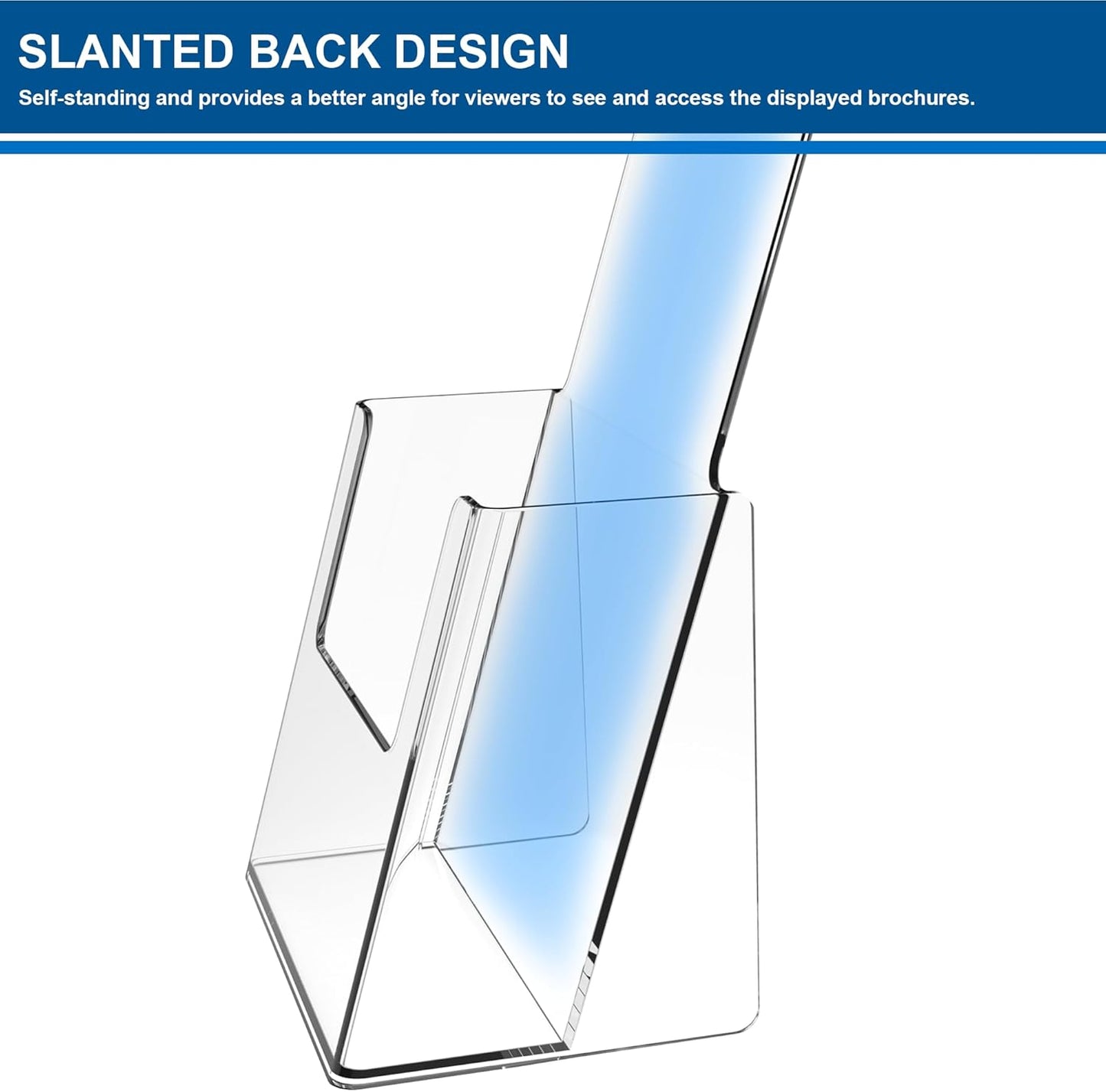 Brochure Holder 4x9 Inch Acrylic Literature Holders Clear Plastic Flyer Display Stand Countertop Use Pamphlet Holder Multi Purpose Organizer for Office, Lobby, Hotels, Trade Shows, 6 Pack