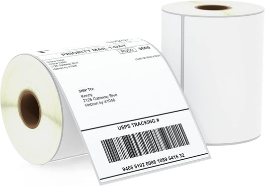 BETCKEY - 4" x 6" (102 mm x 152 mm) Shipping Labels Compatible with Zebra & Rollo Label Printer(not for dymo 4XL), Premium Adhesive & Perforated [2 Rolls, 500 Labels]