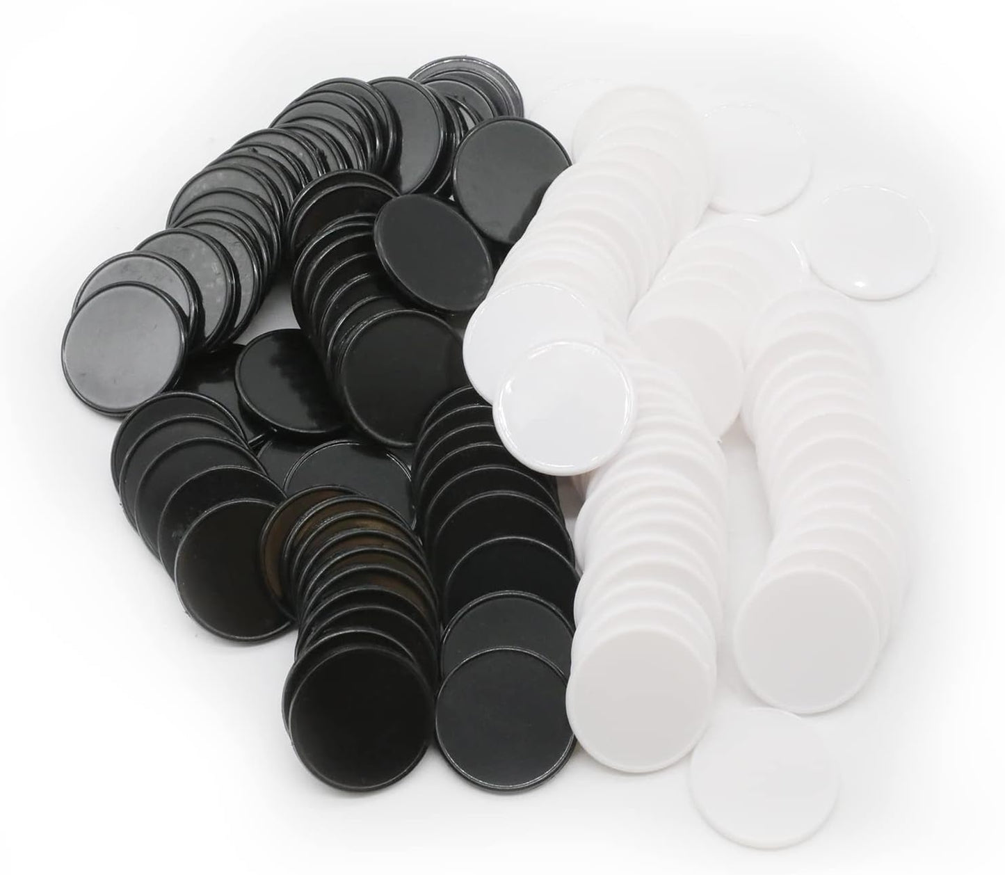Set of 100 Opaque Plastic Learning Counters Mini Poker Chips Game Tokens with Storage Box (Black+White, 1.58 Inch)