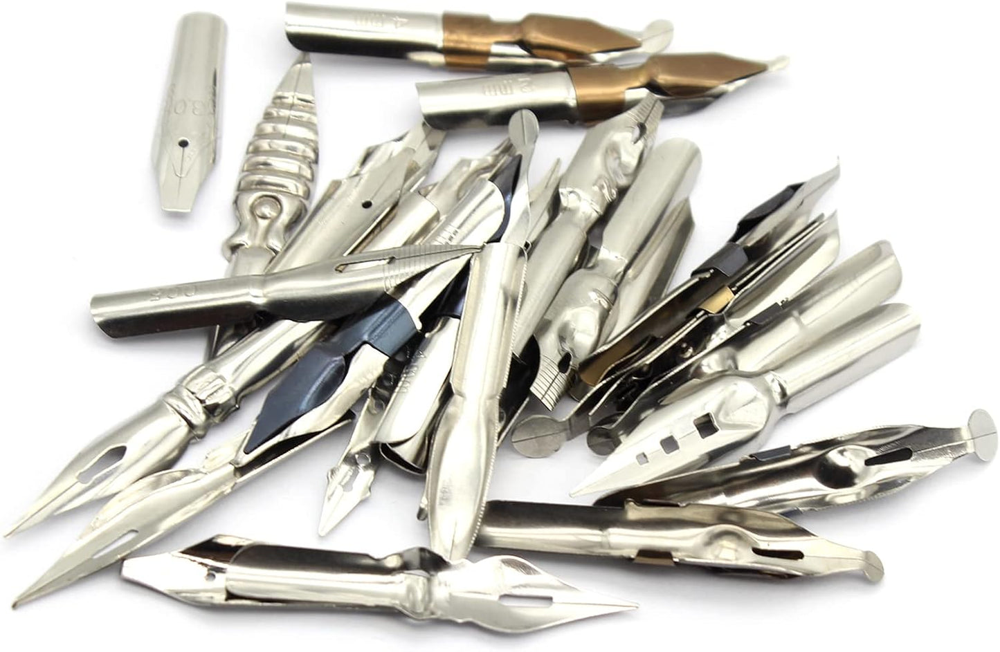Gullor A Bunch of Nibs for Comic Dip Pen, Assorted Calligraphy Dip Pen Nibs, Various Sizes and Shapes, 33 Nibs in Box