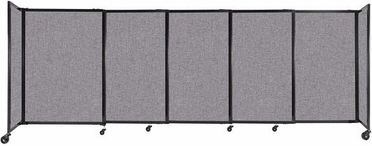 Versare Straightwall Sliding Portable Wall Partition | Freestanding Office Dividers | Locking Wheels | Temporary Room Separator | 11'3'' Wide x 4' Tall Cloud Gray Fabric Panels