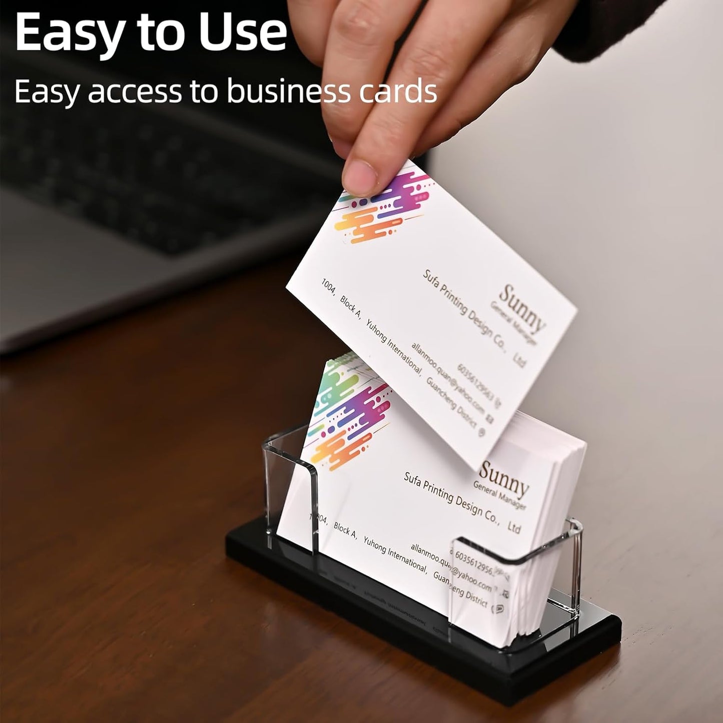PecMuikee Business Card Holder for Desk，Acrylic Business Card Display Stand,Multiple Business Card Holders for Office, Exhibition, Home, Restaurant (ZFZ-MPH-1C)