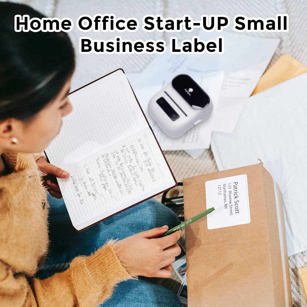 Phomemo Multi-Purpose Square Self-Adhesive Label for Phomemo M220/M250/M260/M221/M200/M421 Label Printer 2.75" x 3.14"(70x80mm), 100 Pcs/Roll Black on White