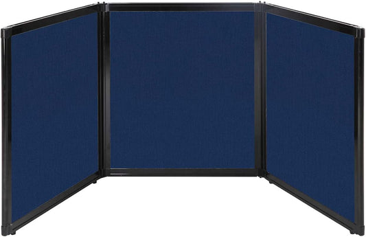 Versare Folding Tabletop Display | 3-Panel Partition | Lightweight Portable Workspace Divider | Navy Blue 99" x 36"
