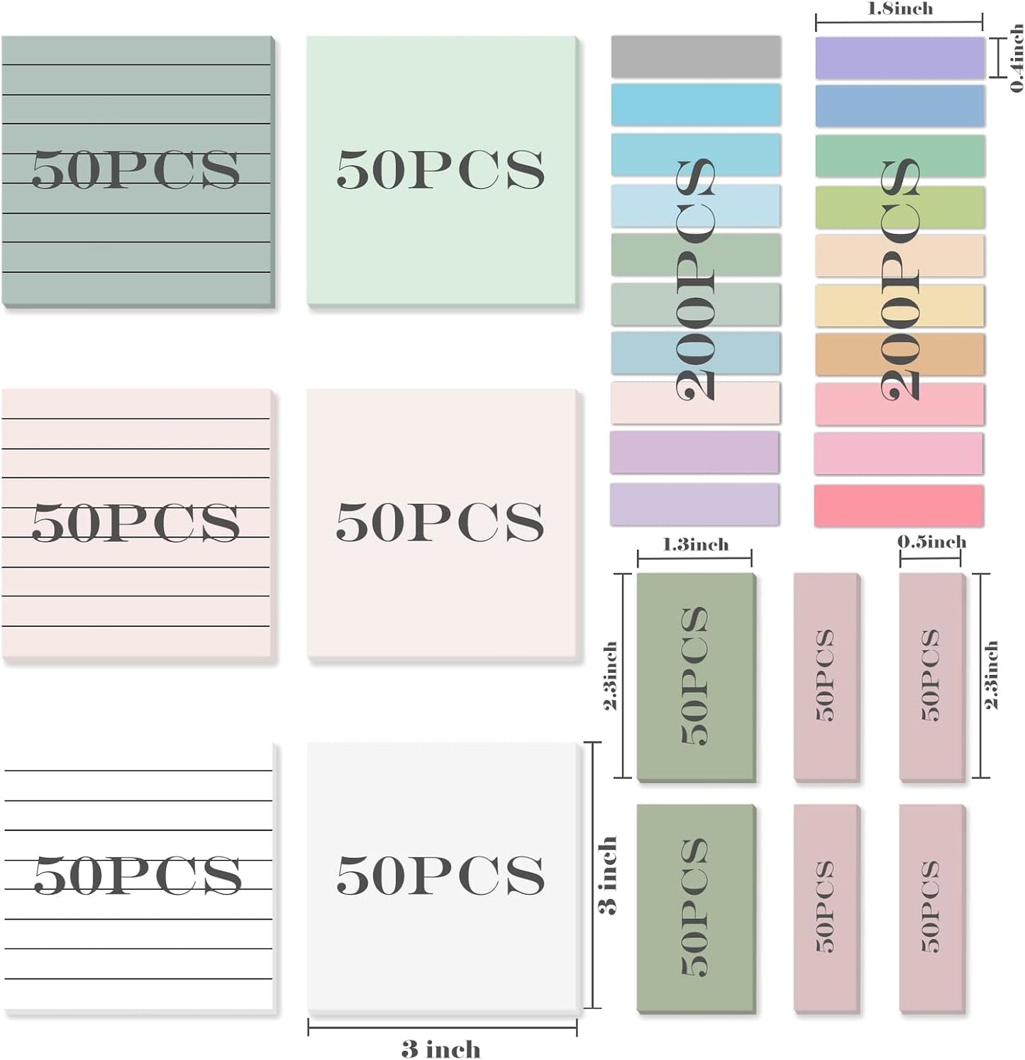 Temiary 1000 Sheets Transparent Pastel Sticky Notes with Lines, 3 x 3 inch Clear Sticky Note Waterproof See Through Memo Pad, Translucent Writable Index Book Tabs for Annotating Supplies