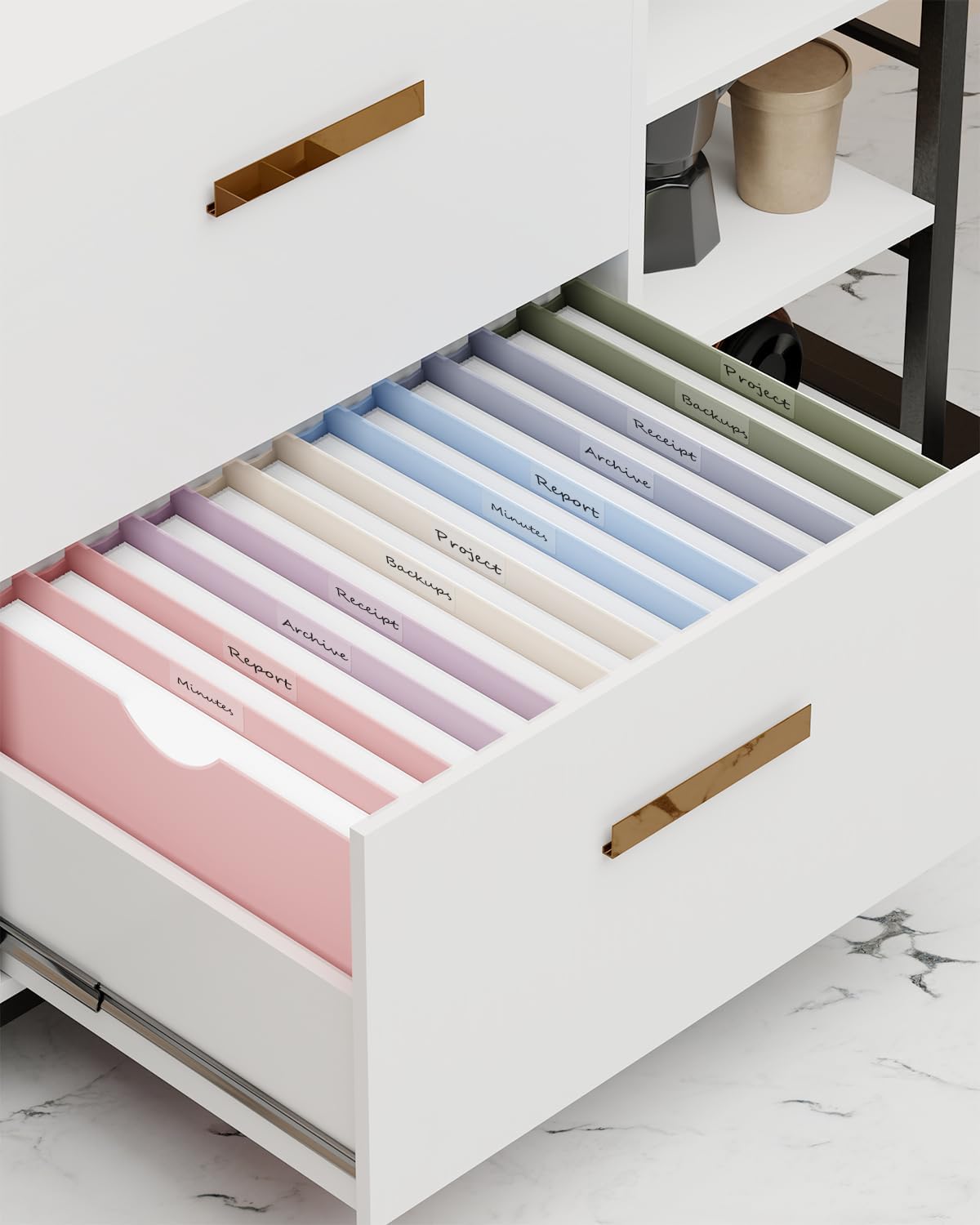 ANSOOK 1 Inch Plastic File Jackets, Manila File Folders Letter Size, 12 Heavy Duty Expanding File Folders, Expansion Pocket, Reinforced Straight Cut Tab, Morandi Color Folders for Office School Home